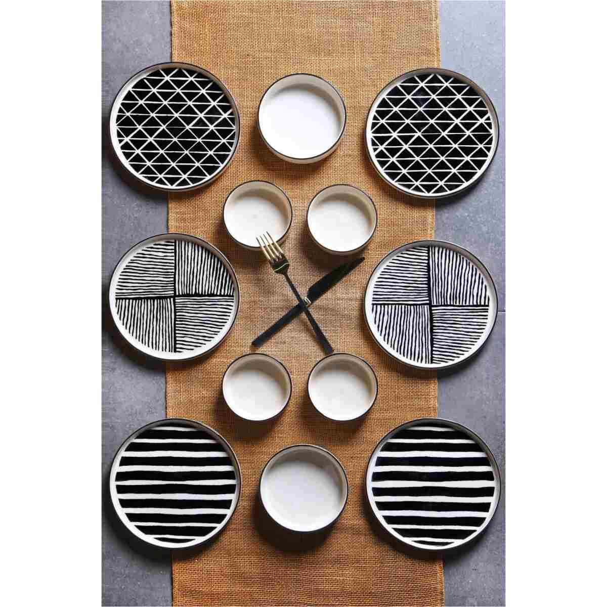 Kitchen Life 12 Parça 6 Kişilik Stackable Black Eyes Kahvaltı Takımı - Lüx Kahvaltılık Sunum Tabağı Seti - Görsel 3