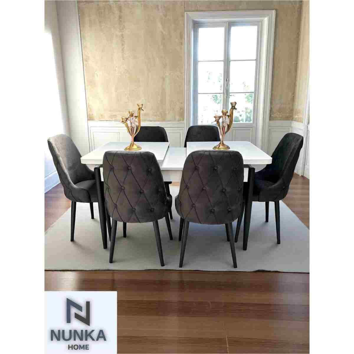 NUNKA HOME Şato Serisi Mutfak ve Salon Yemek Masası Takımı +6 Sandalyeli Krem Modern ve Şık Tasarım - Görsel 8