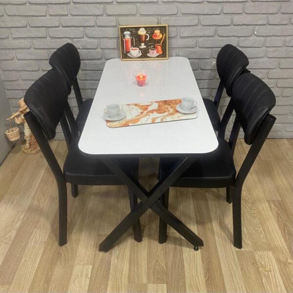 BAMBEDS MOBİLYA Masa Takımı, Yemek Masası, Mutfak Masası, 60*120Beyaz Elma 4lü Sandalye