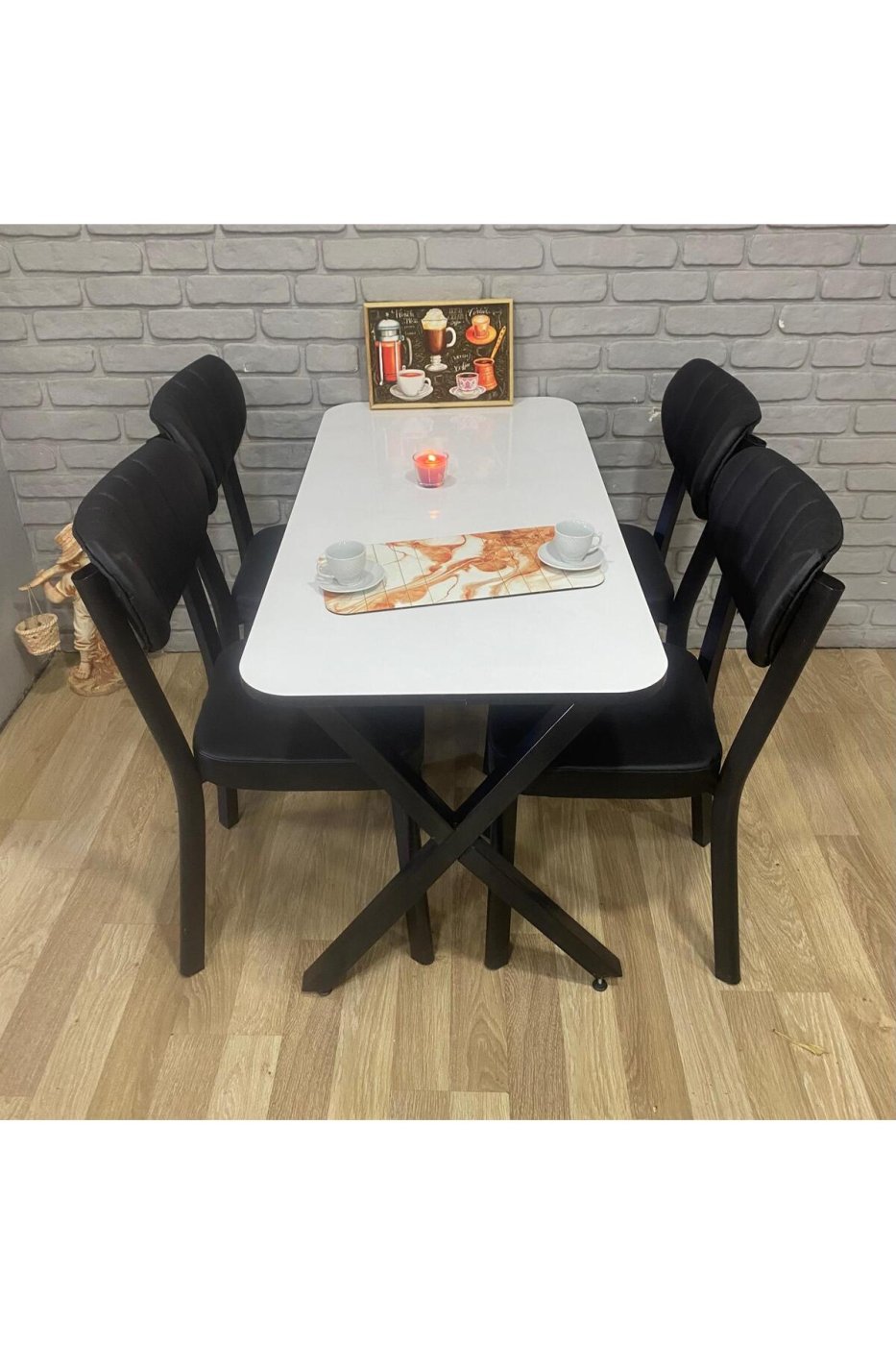 42678bab50ce8ad034c8e2eebdfb45bf BAMBEDS MOBİLYA Masa Takımı, Yemek Masası, Mutfak Masası, 60*120Beyaz Elma 4lü Sandalye - Görsel 1