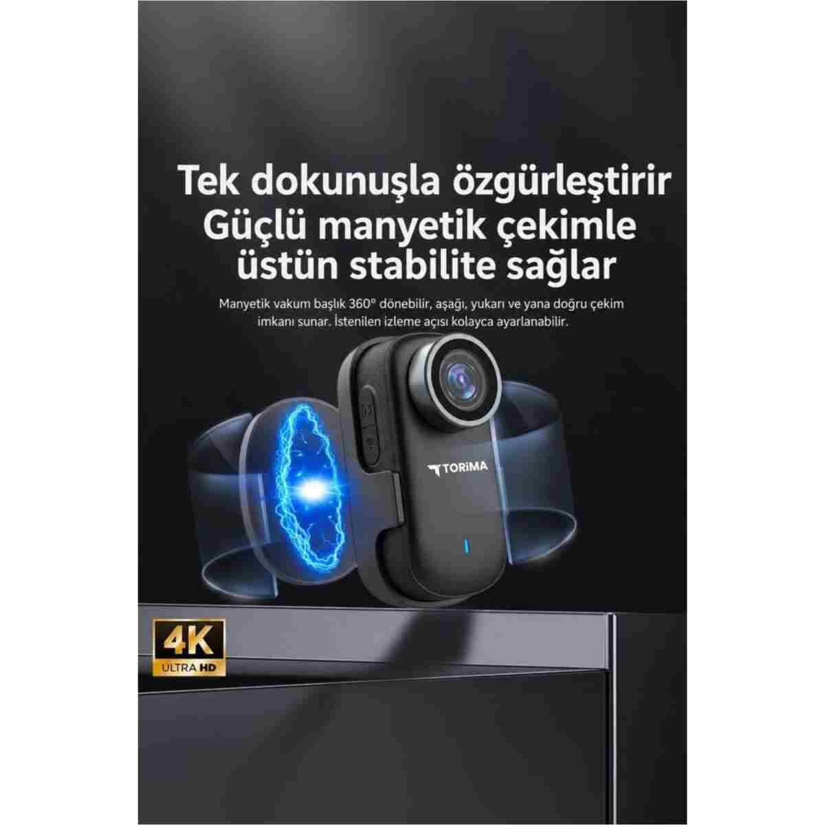 Torima Aksiyon Kamerası 4K Manyetik Giyilebilir CMR38 Siyah - Görsel 8