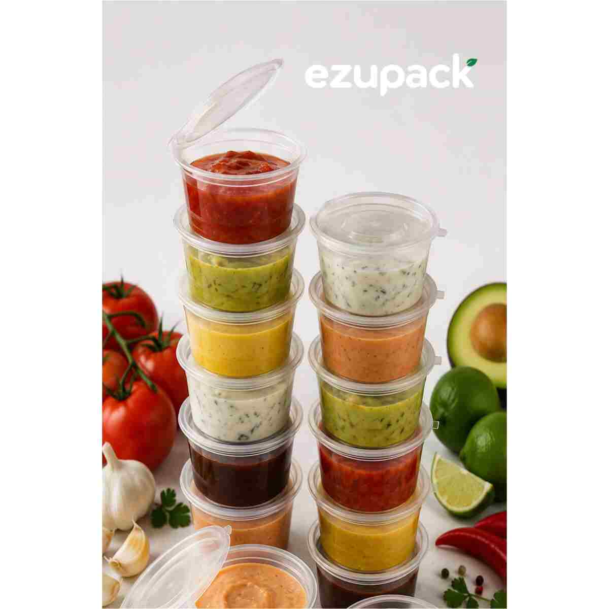 Ezupack 50 Adet Sızdırmaz 120 ml Mini Saklama Kabı Sosluk Buzluk Kabı, Et Suyu, Kemik Suyu, Sos Kabı Mutfak - Görsel 5