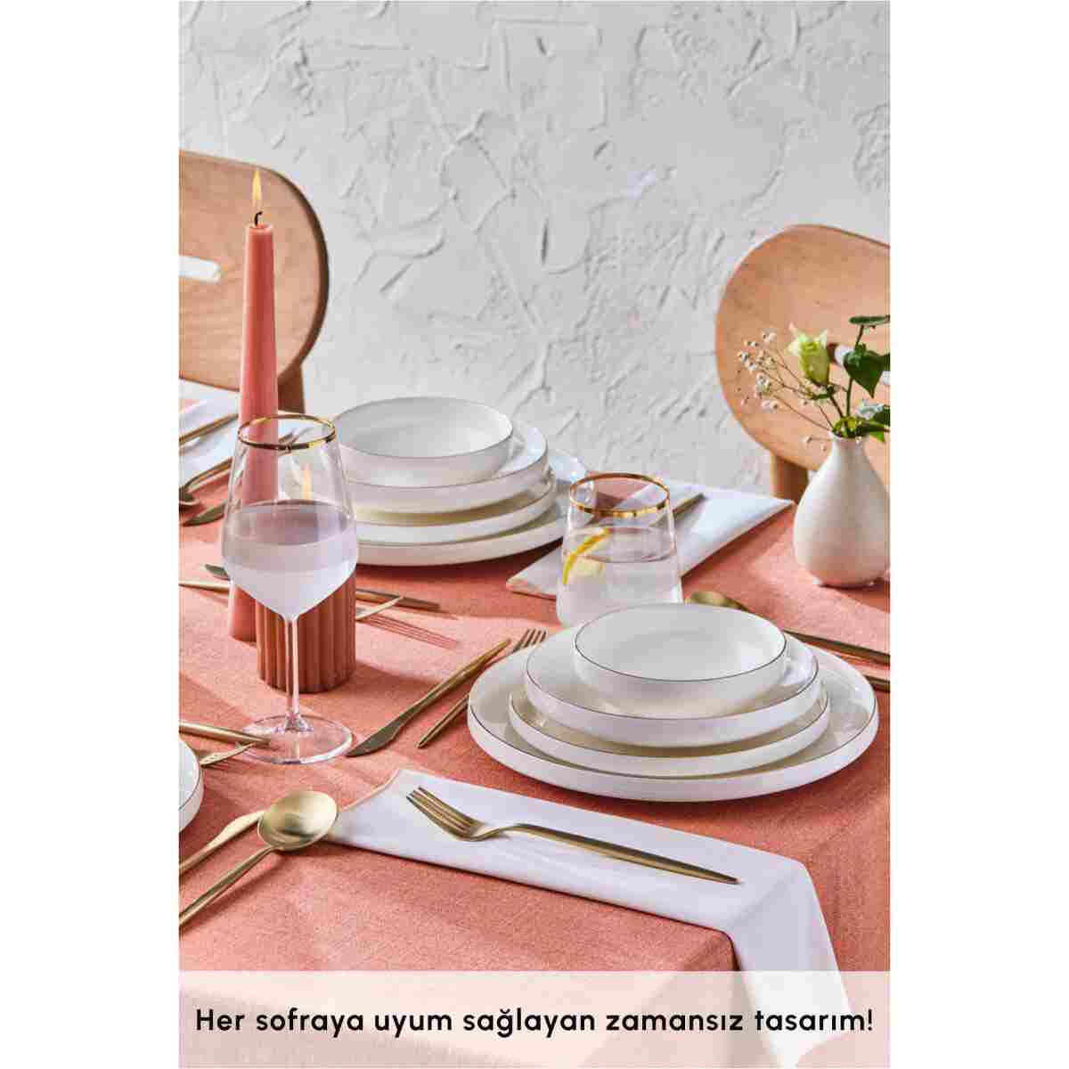 Karaca Stream Bone Satürn 24 Parça 6 Kişilik Yemek Takımı Gold - Görsel 17