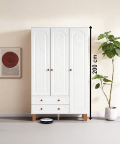 Kilim Mobilya Bohera Bohem Üç Kapaklı Dolap (MDF kapaklı, yüksek ayaklı, iki çekmeceli , 200cm yükseklikte)