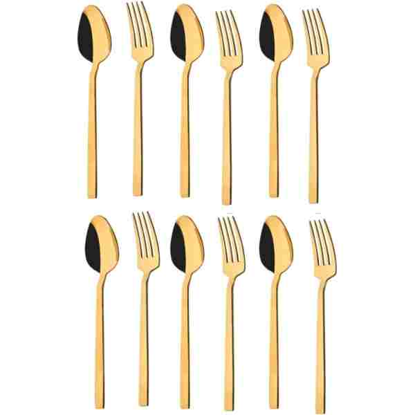 Demir Çeyiz Dmr Life Eterno Model Gold 6 Lı Tatlı Kaşık Tatlı Çatal Takımı Eterno