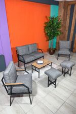 UFUK HOME Linda 2-1-1 2 Puf Sehpalı Bahçe Balkon Takımı Bahçe Mutfak Mobilyası,kafe Sandalyesi,bahçe Pufu - Görsel 5