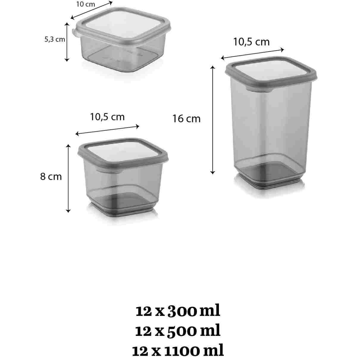 Meleni Home 36'lı Kare Bakliyat Saklama Kabı Etiketli Erzak Kabı Kahvaltılık Baharatlık 12x(300-500-1100 ml) - Görsel 3