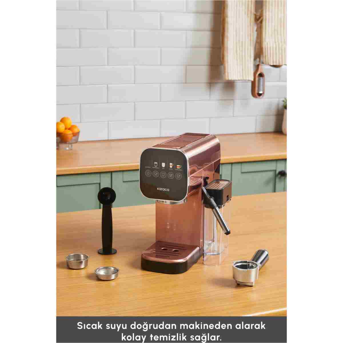 Karaca Mycaffee Barista S20 Entegre Süt Hazneli Otomatik Espresso ve Latte Makinesi Copper - Görsel 15