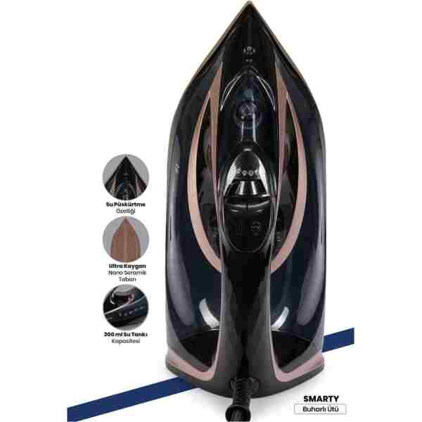 GOLDMASTER Smarty 2400 Watt Seramik Tabanlı 170 gr Etkili Şok Buharlı Ütü