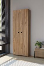 alpaevmobilya 150 Cm 2 Kapaklı 5 Raflı Geniş Çok Amaçlı Yatak Odası Kıyafet Dolabı Düzenleyici Ve Organizer - Görsel 7