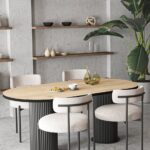 AVVİO Olivya Teddy Sandalye Bohem Lake Mdf Ayak 80x160 Yemek Masası Mutfak Masası Masa Sandalye Takımı