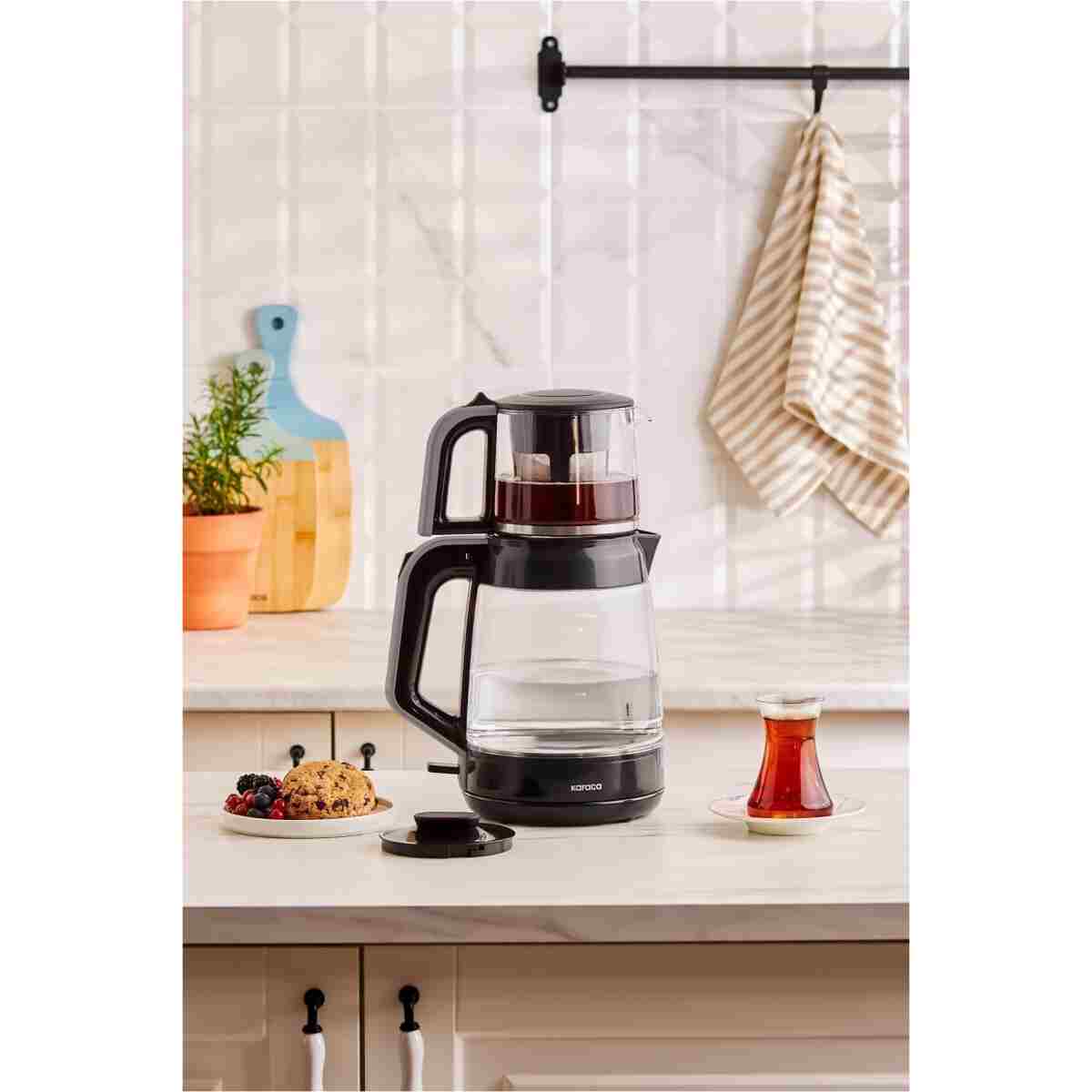 Karaca Glass Tea Xl 2 In 1 Cam Su Isıtıcı & Çay Makinesi Krem - Görsel 8