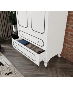 KZNMOB HOME Stil 2 Kapaklı 2 Çekmeceli Modern Gardırop, Elbise Dolabı - Tamamı 1. Kalite Mdf - Görsel 8