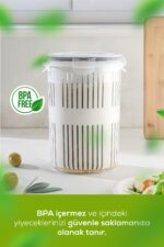 Vienev 2li 1,5 Litre Süzgeçli Saklama Kabı Zeytinlik Turşuluk - Görsel 2