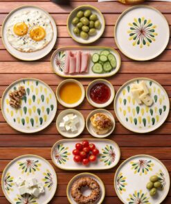 Nandy Home 14 Parça 6 Kişilik Handmade Yeşil Nokta Kahvaltı Takımı - Lüx Kahvaltılık Sunum Seti