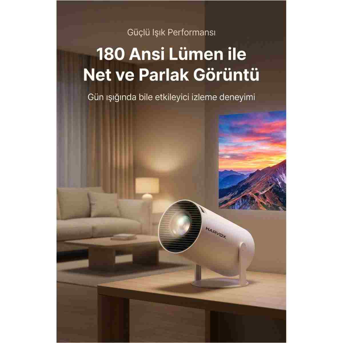 SEYUWATCH Taşınabilir 130" inç Yansıtma Sinema Projeksiyon Cihazı Ev Sineması Dahili Android Perde Hediyeli - Görsel 2