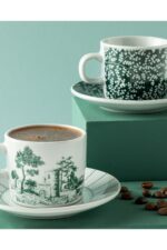 English Home Dear Porselen 4 Parça 2 Kişilik Kahve Fincan Takımı Koyu Yeşil - Görsel 4