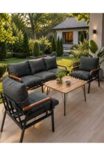 BM DESİNG BAHÇE BALKON MOBİLYASI 3+1+1 SEHPALI