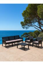 MOBETTO Ada 3+1+1+S Bahçe Takımı / Balkon - Bahçe - Teras Mobilyası - Antrasit - Görsel 2