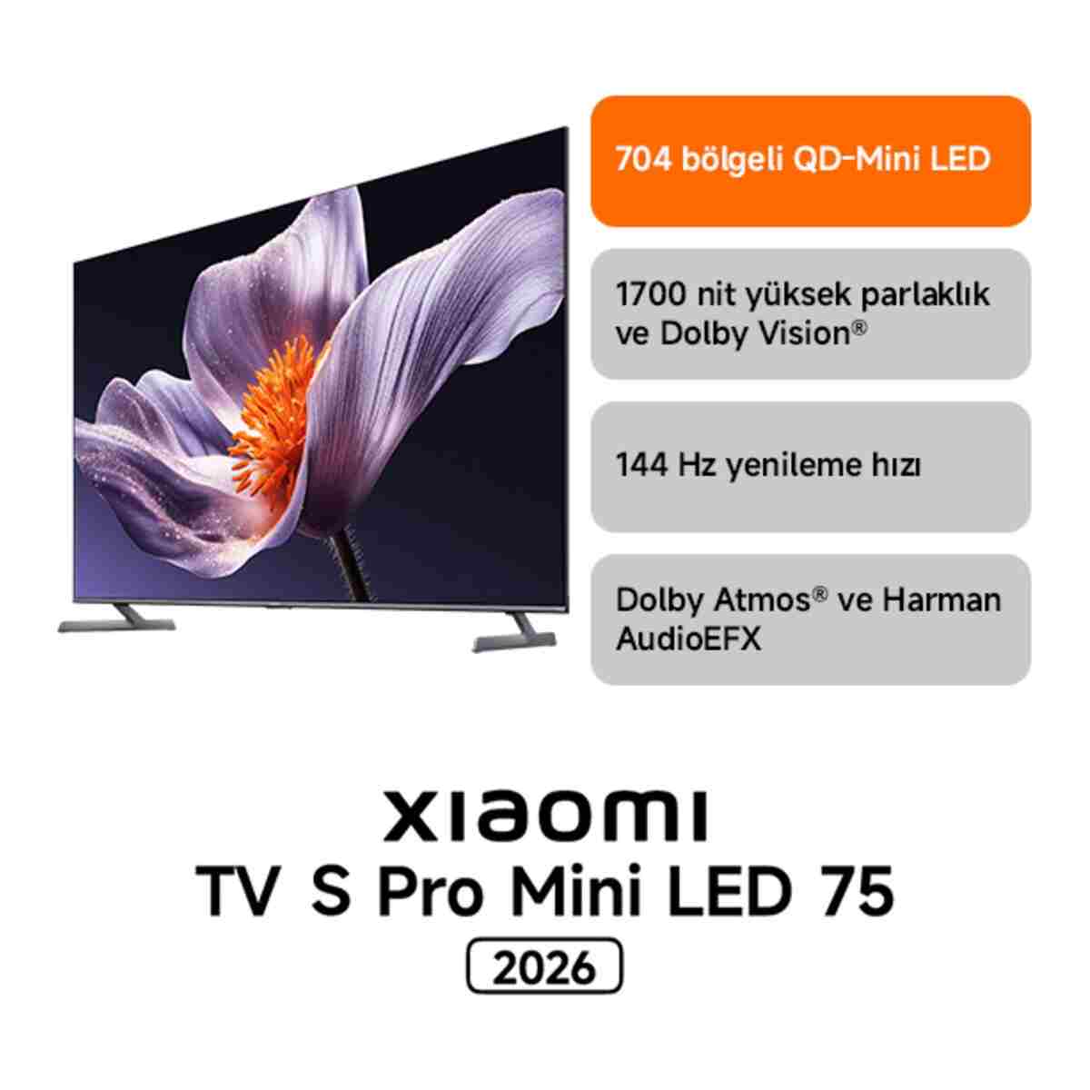 Xiaomi TV S Pro Mini LED 75 2026 – 75" 190 4K Ultra HD Mini LED 144 Hz Uydu Alıcılı Google Smart TV - Görsel 3