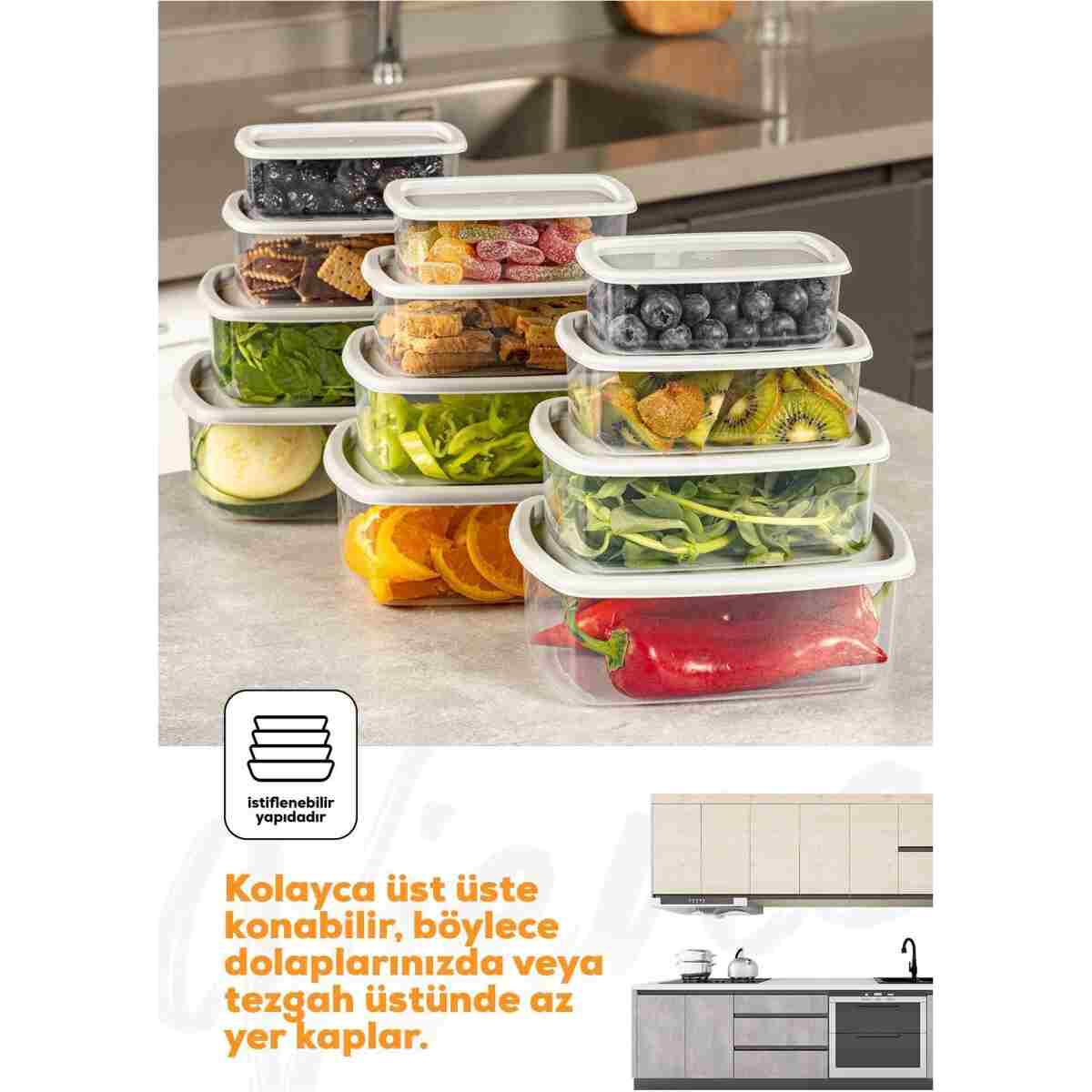 Vienev 12'li Hava Geçirmez Saklama Kabı Seti Gri 3x(250-500-750-1200 ML) - Görsel 6