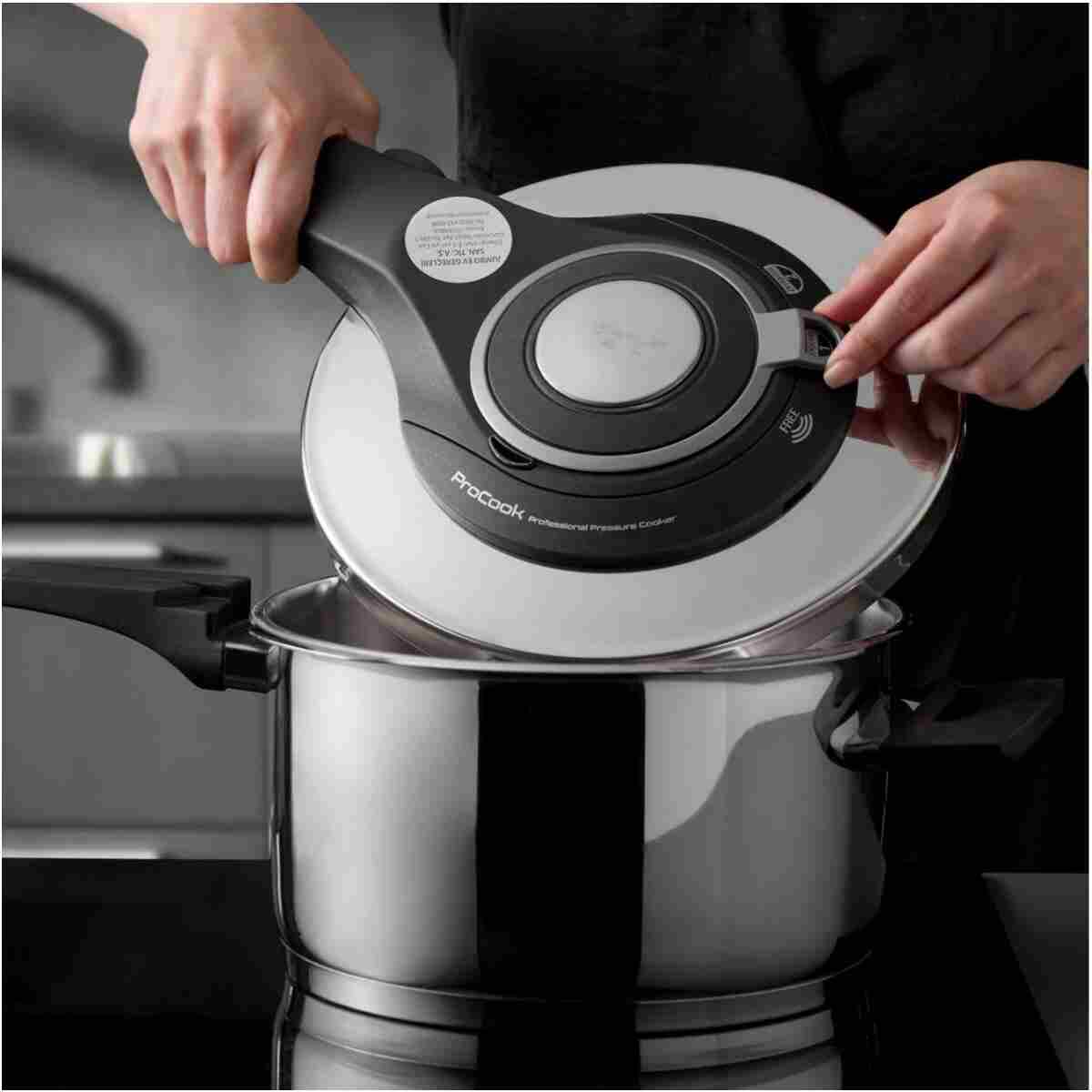 Jumbo Procook 6 Litre Siyah Açık Gri Paslanmaz Çelik Düdüklü Tencere - Görsel 4