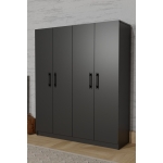 AEKA AE-1054 ARENA ANTRASİT GRİ GARDIROP 4 KAPAKLI 2 ASKILIKLI, 6 RAFLI DOLAP