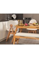 Genel Markalar Vowturkey Touch Iskandinav 4 Sandalye 1 Bench Gürgen Iskelet Mutfak&salon Masa Takımı 80x160 - Görsel 3