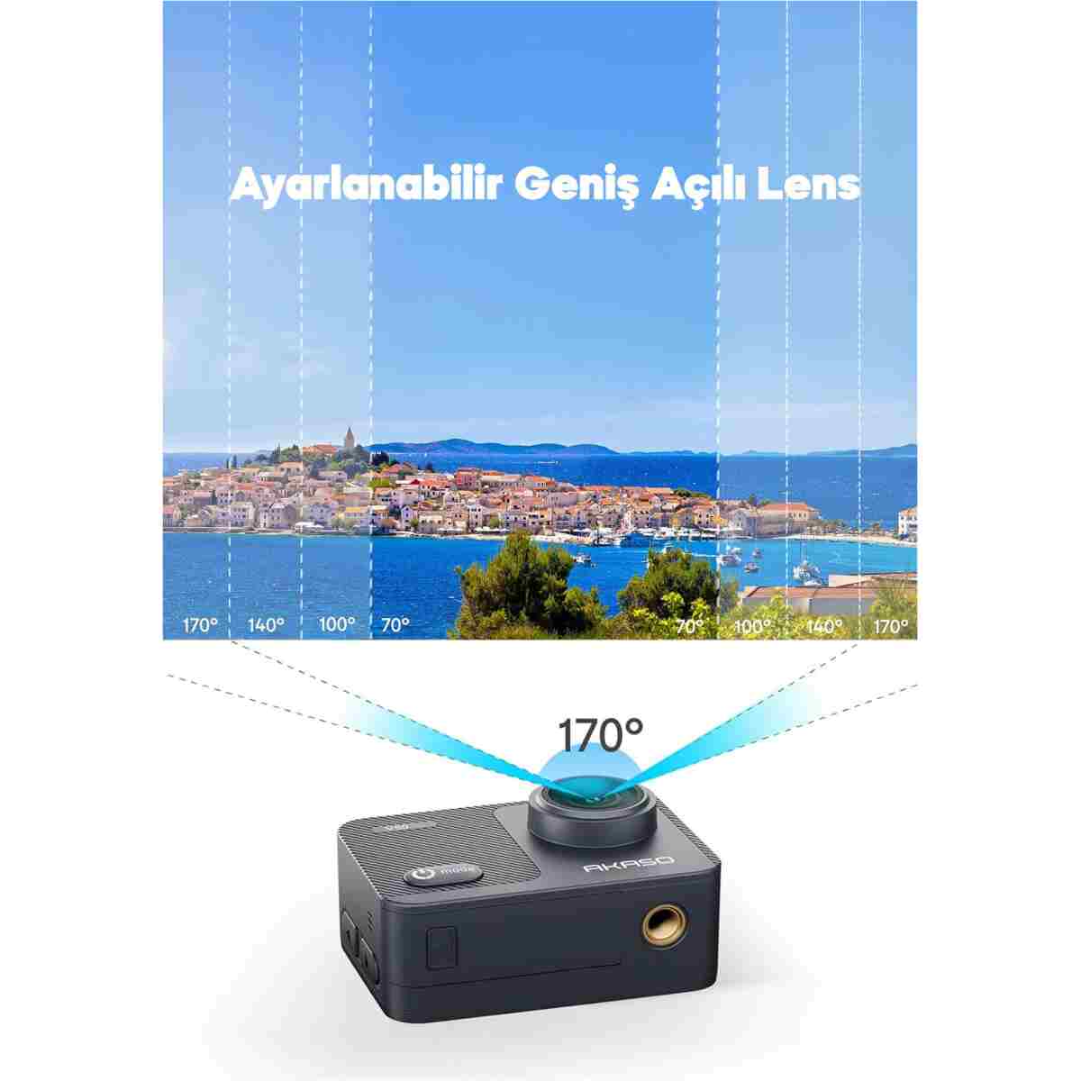 AKASO V50X 4K/30FPS 20MP Wi-Fi Aksiyon Kamera ve Aksesuar Seti, Su Geçirmez Kılıf, App Kontrollü - Görsel 6