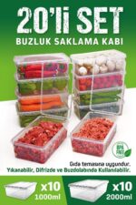 OFFBOX 20 Li Set Kendinden Kapaklı Difriz Buzluk Saklama Kabı Düzenleyici 1 Lt. Ve 2 Lt. - Görsel 2