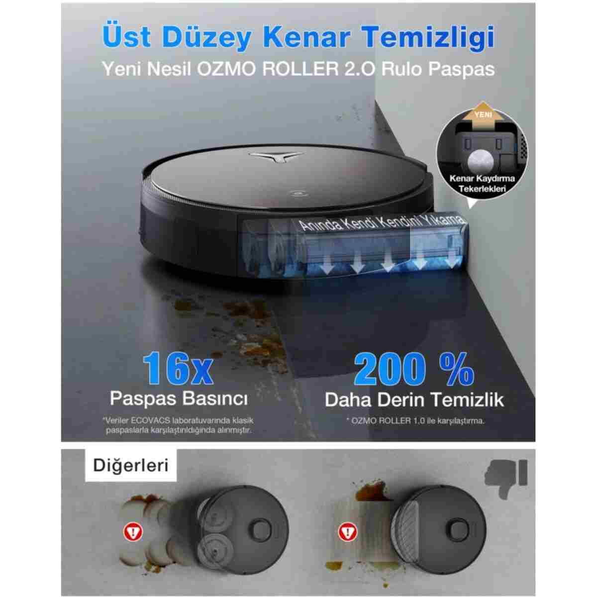 Ecovacs DEEBOT X11 OmniCyclone Robot Süpürge ve Paspas, 19.500 Pa Emiş Gücü - Görsel 11