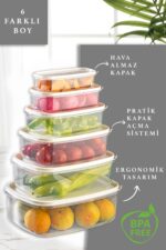 Meleni Home Plastik 12'li Dikdörtgen Sweet Saklama Kabı Seti - Şeffaf Beyaz 7-12 628ESERI - Görsel 4