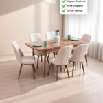 ADAHOME Inci Açılır 6 Kişilik Mutfak Masası Takımı Yemek Masası Takımı