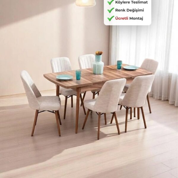 ADAHOME Inci Açılır 6 Kişilik Mutfak Masası Takımı Yemek Masası Takımı