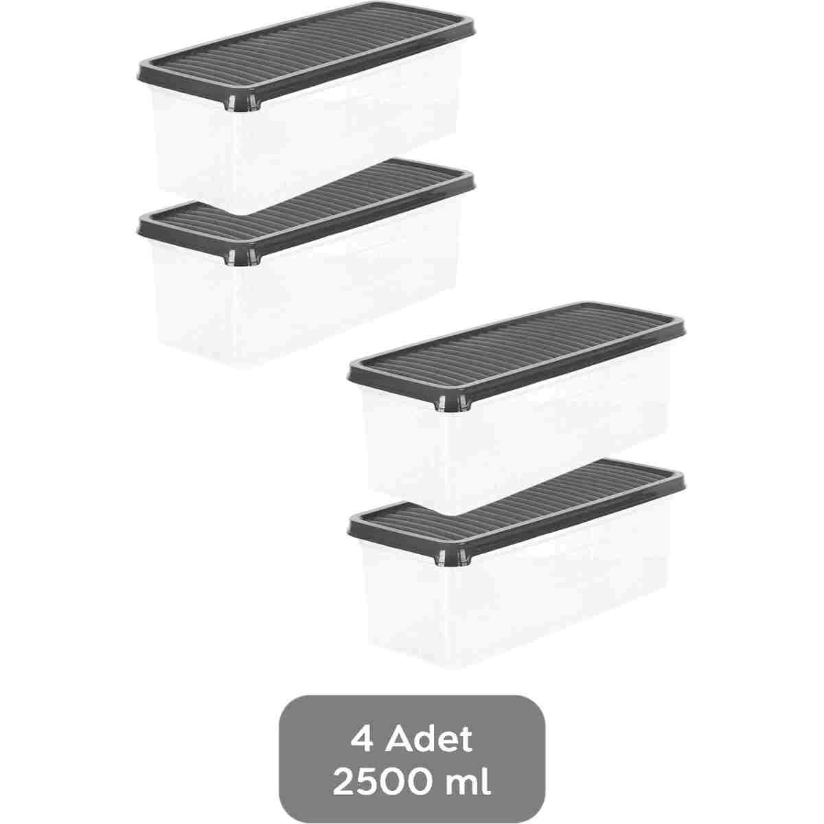 Meleni Home 4'lü Buzdolabı Düzenleyici Saklama Kabı - Derin Mikrodalga Difrize Uygun Buzluk Kabı 4x2500ml - Görsel 2