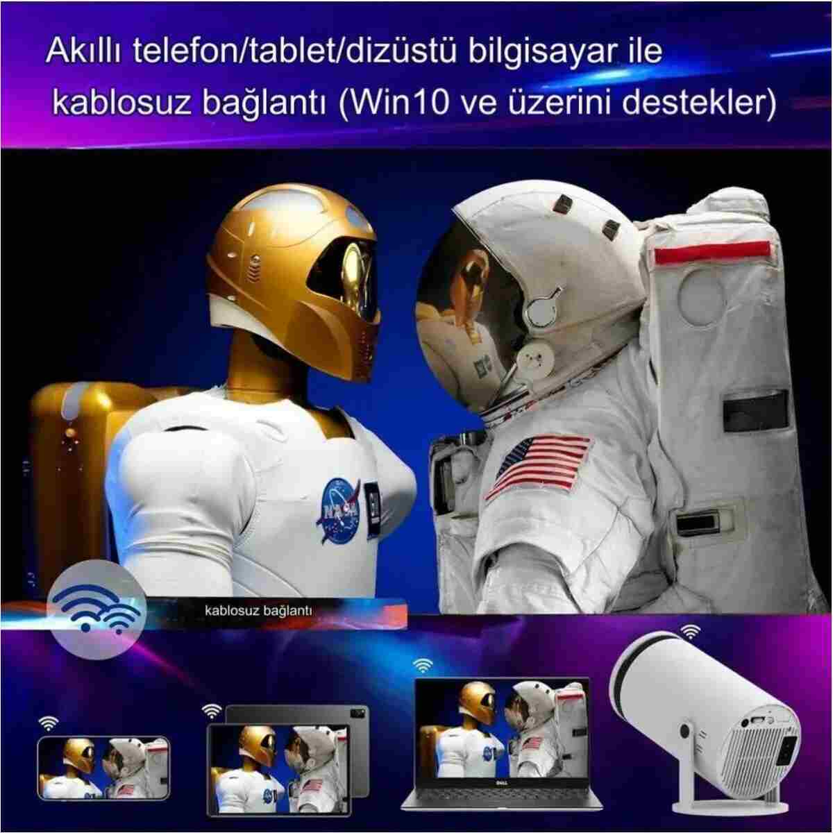 LENSUN Taşınabilir Sinema Projektörü 4k Ev Sineması Bluetooth Android 12 Projeksiyon cihazı - Görsel 7