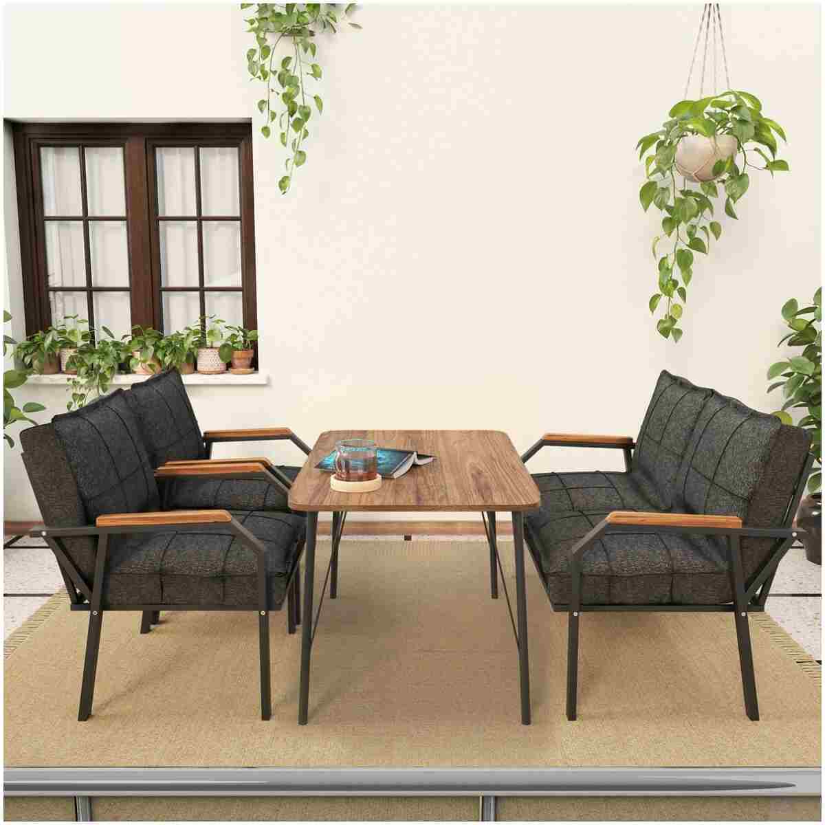 Mygusi Hayal Balkon, Bahçe, Cafe, Metal Kanepe Koltuk Takımı , Bahçe Mobilyası, 60x90 Masalı - 211 Antrasit - Görsel 2