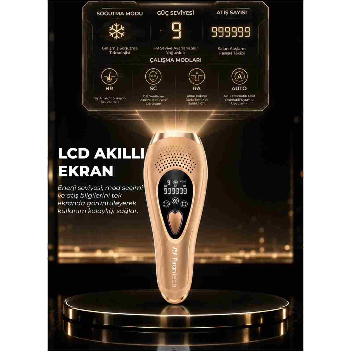 PiranTech BHRL-10 Lcd Ekranlı 9 Seviyeli Cilt Gençleştirici Buz Lazer Ipl Epilasyon Tüy Alma Aleti - Görsel 4