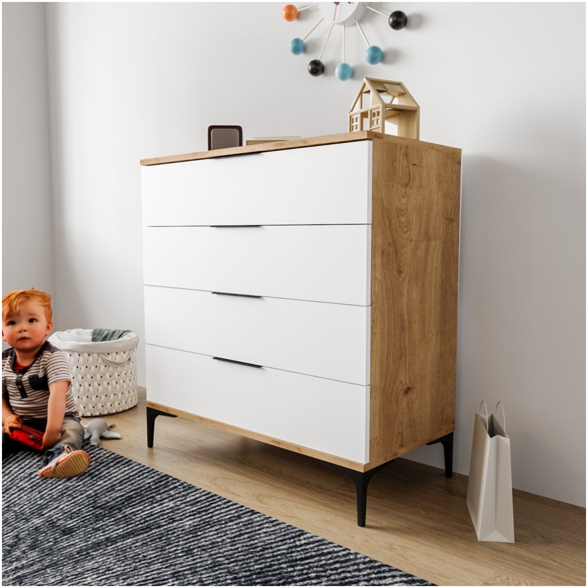 ALONEX HOME ADEN 4 ÇEKMECELİ BEYAZ ŞİFONYER - Görsel 3
