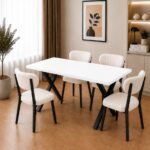 BAMBEDS MOBİLYA 70x110 Yemek Masası Mutfak Masası 4 Kişilik Masa Sandalye Takımı Elma Sandalye