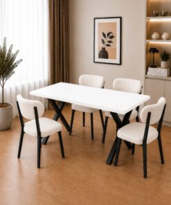 BAMBEDS MOBİLYA 70x110 Yemek Masası Mutfak Masası 4 Kişilik Masa Sandalye Takımı Elma Sandalye
