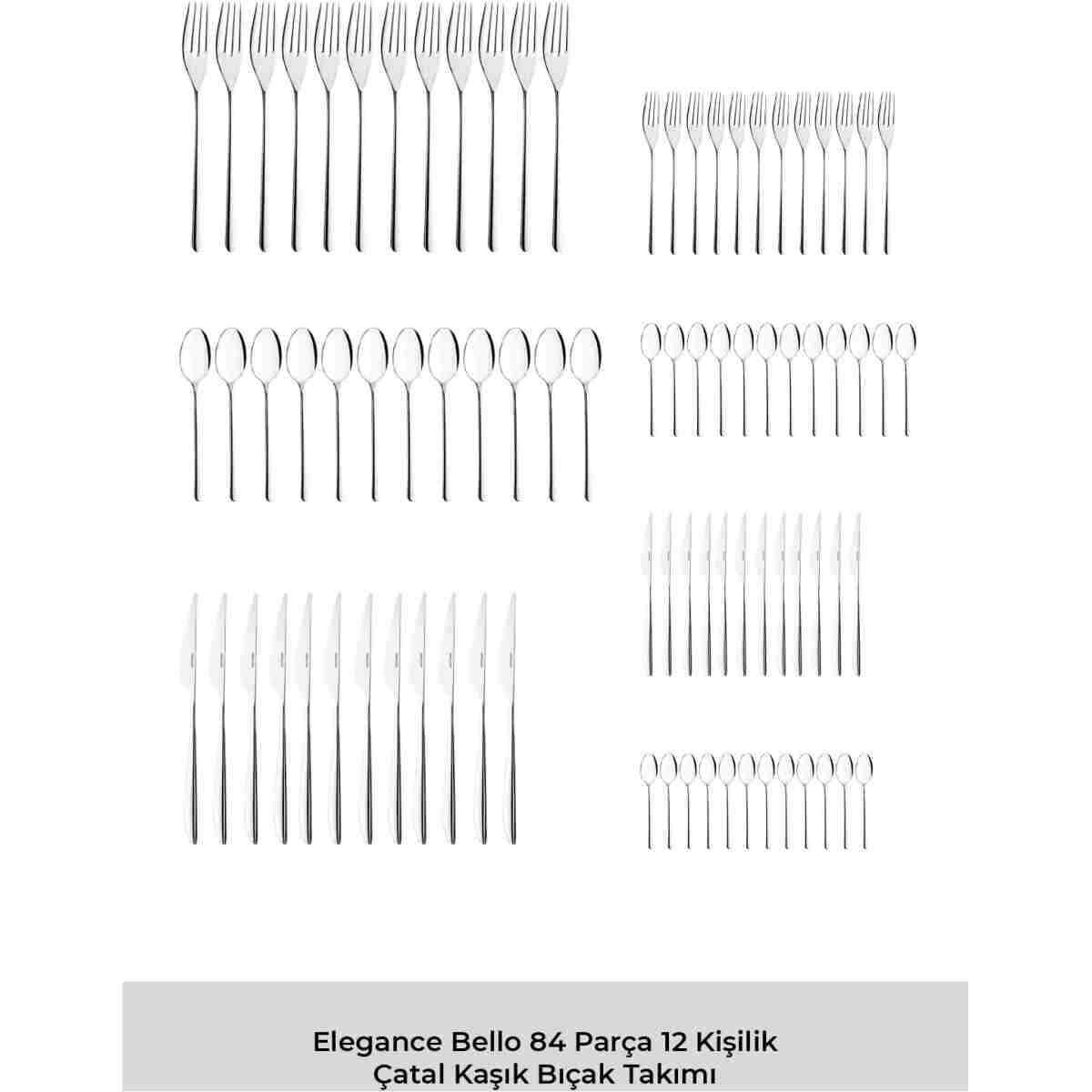 Emsan Elegance Bello 84 Parça 12 Kişilik Çatal Kaşık Bıçak Seti Lüks Kutulu - Görsel 3