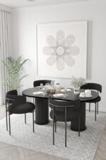 AVVİO Miranda Ptt Silindir Ayak 80x140 Oval Yemek Masası Mutfak Masası Masa Sandalye Takımı - Görsel 3