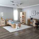 ARNETTİ Luses Genç Odası Takımı Atlantik Çam Bej | Gardırop Çalışma Masası Komodin ve Karyola 4'lü Set