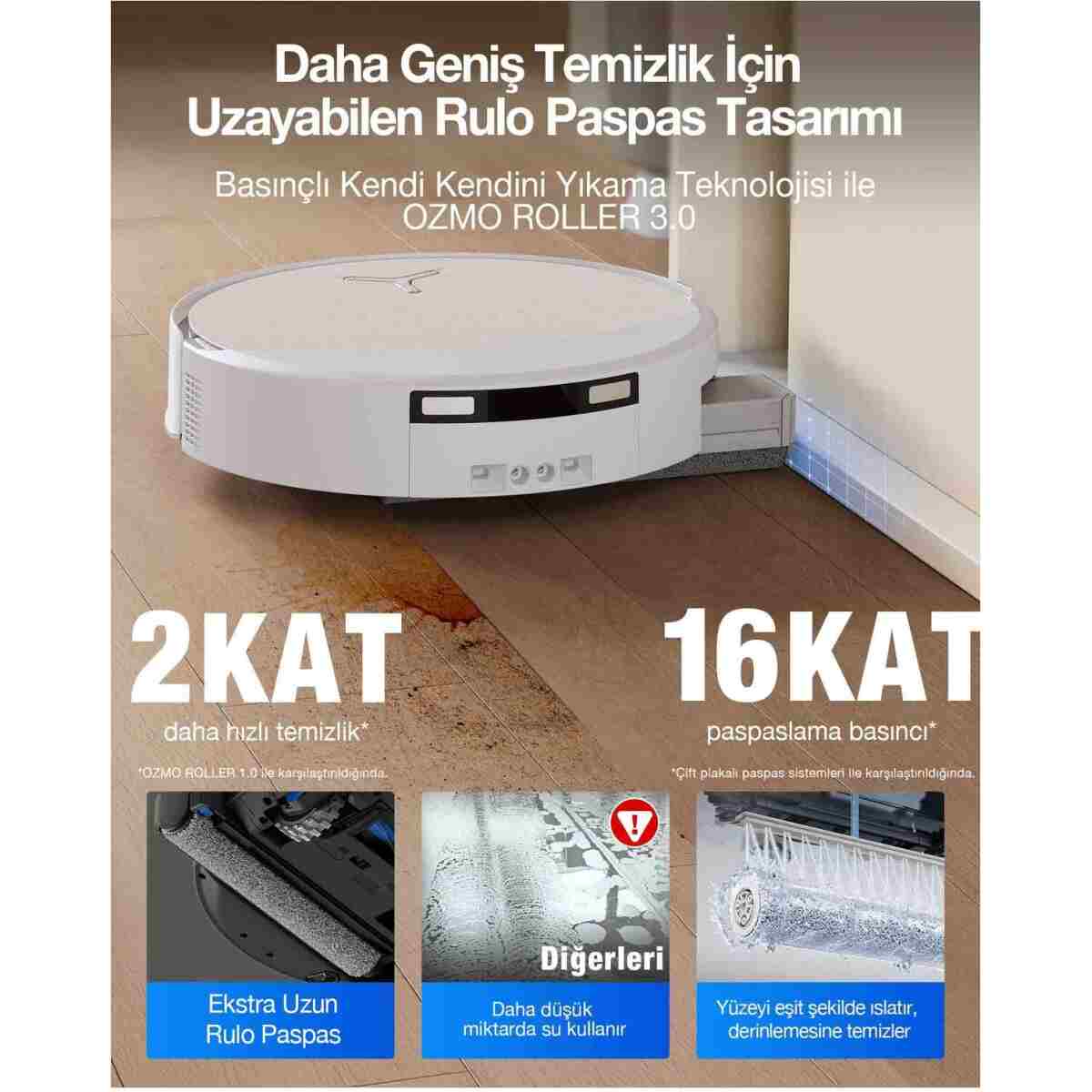 Ecovacs DEEBOT T90 PRO Omni Ses Kontrollü Robot Süpürge ve Paspas, 30.000 Pa Emiş Gücü - Görsel 9