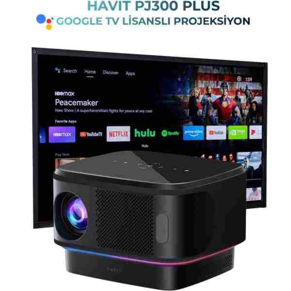 Havit PJ300 Plus Google Lisanslı Projeksiyon Cihazı - 1080p - 4K Desteği - 5ghz Wifi
