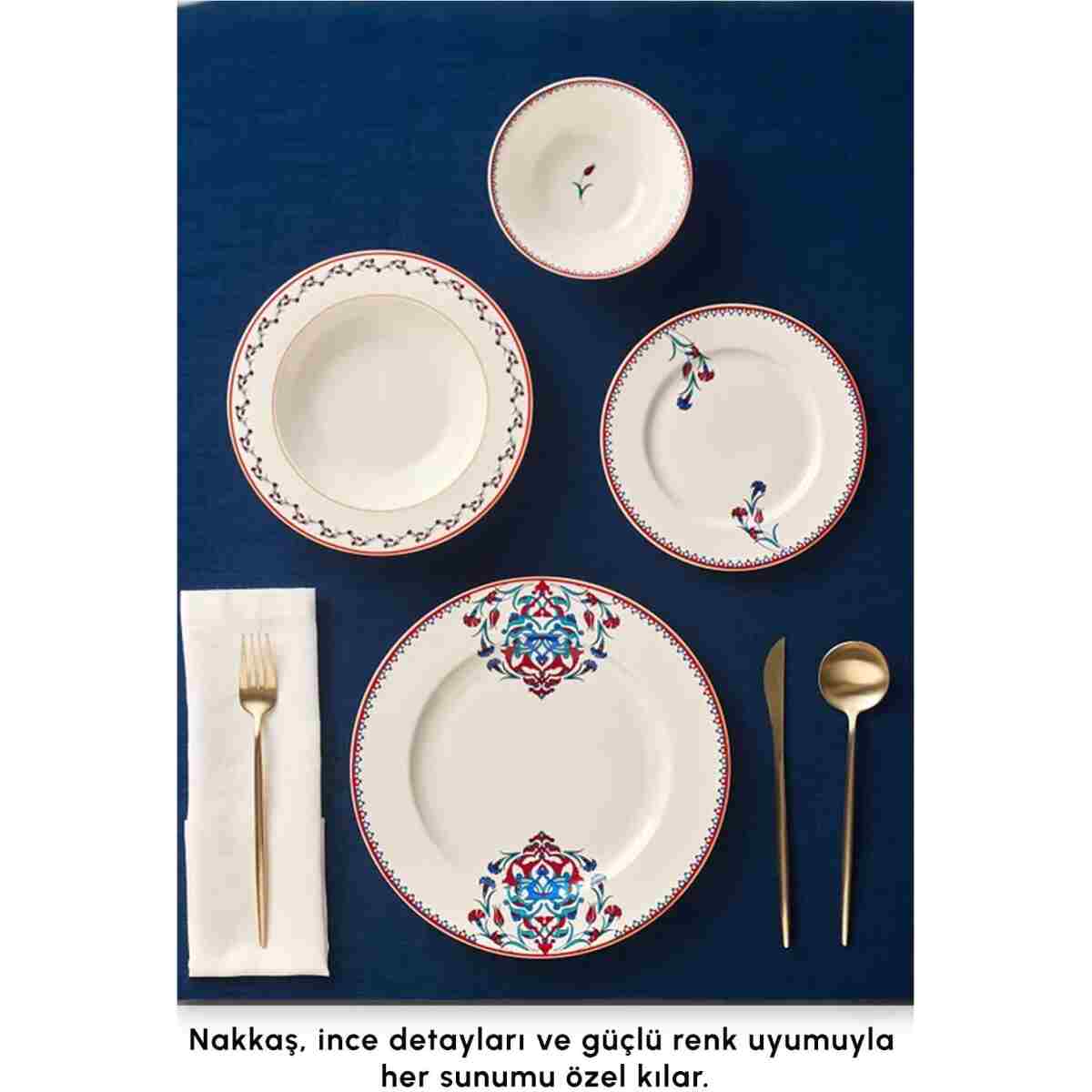 Karaca Elegance Bone Nakkaş 24 Parça 6 Kişilik Yemek Takımı - Görsel 11