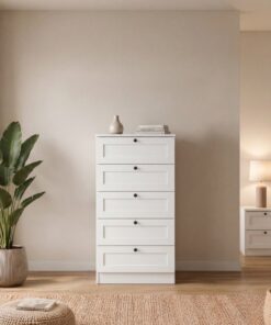 SARMOBİ Terra 5 Çekmeceli Şifonyer/Çamaşırlık 50x105x42 cm Beyaz – Modern Tasarım