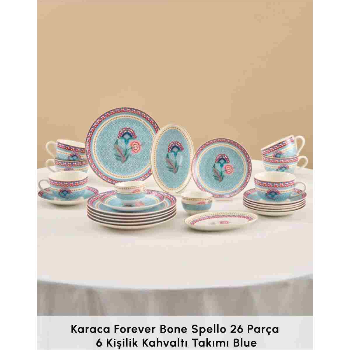 Karaca Forever Bone Spello 26 Parça 6 Kişilik Kahvaltı Takımı Blue - Görsel 3