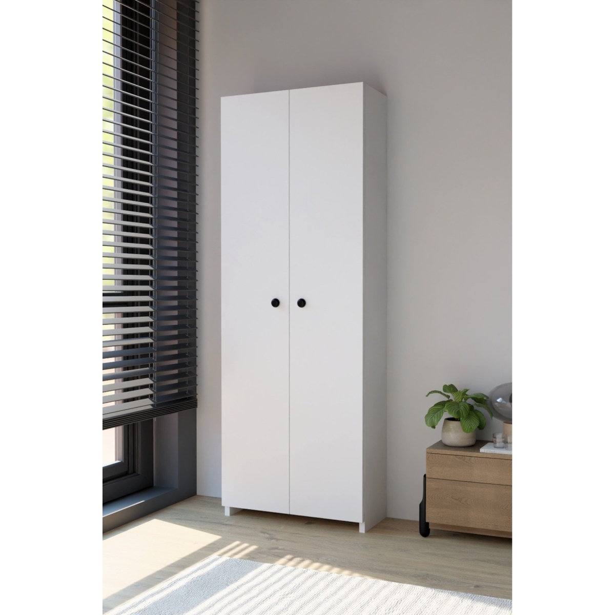 alpaevmobilya 150 Cm 2 Kapaklı 5 Raflı Geniş Çok Amaçlı Yatak Odası Kıyafet Dolabı Düzenleyici Ve Organizer - Görsel 6